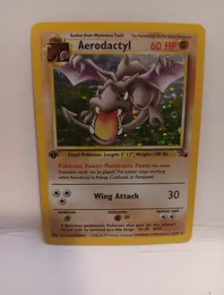 POKEMON AERODACTYL 1/62 TRADING CARD 1999 Holo EX FAST SHIPPING 60hp - Image 2