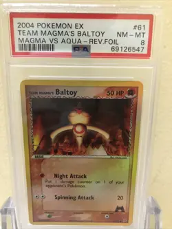 2004 POKEMON EX Team Magma vs Team Aqua Baltoy Reverse Foil PSA 8 61/95 122 - Image 1