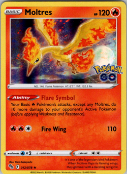 Pokemon TCG Moltres Pokemon GO 012/078 Holo Holo Rare NM - Image 1