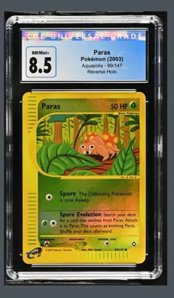 CGC 8.5 Paras 2003 Aquapolis 99/147 Reverse Holo Pokemon Card Blue Label - Image 1