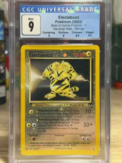 BIG SWIRL Electabuzz Winner Best of Game Promo 1 Reverse Holo Pokemon Card CGC 9 - Image 1
