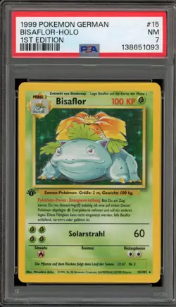 Pokemon Venusaur (Bisalor) Base Set 1st Edition GERMAN Holo Rare #15 PSA 7 - Image 1