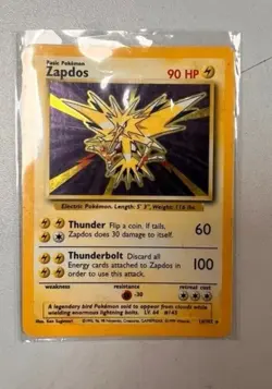 Pokemon Zapdos Holo Rare Card 16/102 Original Base Set, WOTC 1999 TCG - Image 1