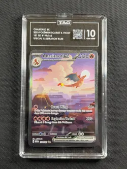 Pokemon TCG TAG 10 GEM MINT Charizard Ex 151 SAR S&V 2023 199/165 - Image 1