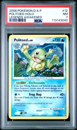 2008 POKEMON DIAMOND & PEARL LEGENDS AWAKENED #12 POLITOED-HOLO PSA 7 - Image 1