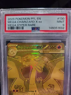 GOLD ZARD POKEMON EN-PHANTASMAL FLAMES MEGA HYPER RARE MEGA CHARIZARD X EX PSA 9 - Image 4