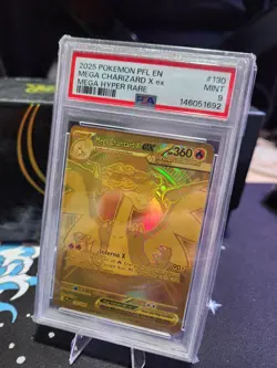 GOLD ZARD POKEMON EN-PHANTASMAL FLAMES MEGA HYPER RARE MEGA CHARIZARD X EX PSA 9 - Image 5