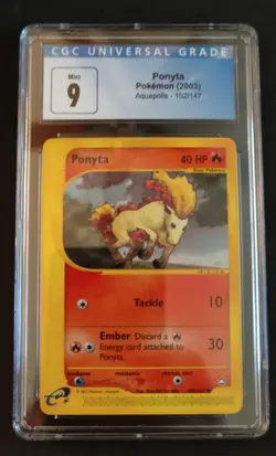 Pokemon Ponyta CGC 9 Aquapolis 102/147 Mint PSA e Series Yoshida - Image 1