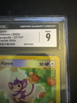 Aipom 67/147 Aquapolis 2003 Reverse Holo Pokemon CGC Mint 9 - Image 3