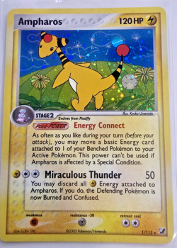 Pokemon INVERTED HOLO ERROR Ampharos Unseen Forces 1/115 Reverse Holo Rare NM - Image 1