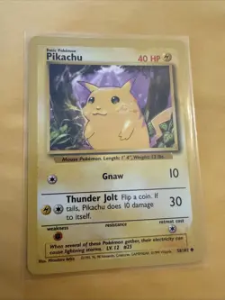 Pokemon TCG Pikachu Card 58/102 Unlimited WOTC Base Set 1999 NM Condition - Image 2