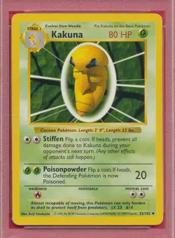 SHADOWLESS KAKUNA 1999 POKEMON GAME 33 GRADED PSA 6 EX-MT POISON POWDER PM-TPHLC - Image 2