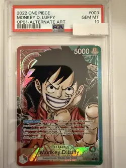 Monkey.D.Luffy OP01-003 Pre Errata Alpha PSA 10 One Piece TCG - Image 1