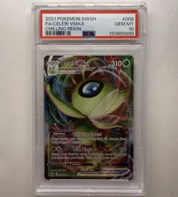 2021 Pokemon SWSH Chilling Reign CELEBI VMAX 008/198 Full Art GEM MINT PSA 10 - Image 1