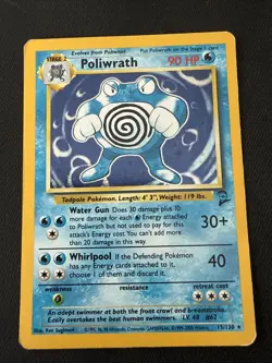 Poliwrath Holo Rare Unlimited Base Set 2 15/130 HP Pokemon - Image 1
