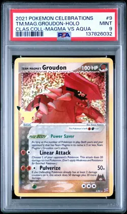 2021 POKEMON CELEBRATIONS CLASSIC COLL #9 TEAM MAGMA'S GROUDON-HOLO PSA 9 - Image 1