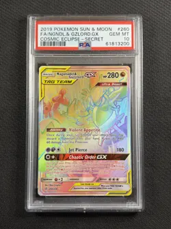 Pokemon PSA 10 GEM MT Naganadel & Guzzlord Gx Tag Team Cosmic Eclipse S&M #260 - Image 1