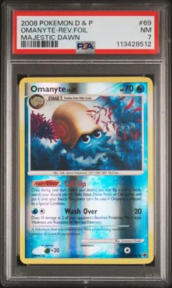 2008 POKEMON DIAMOND & PEARL MAJESTIC DAWN #69 OMANYTE-REV.FOIL PSA 7 - Image 1