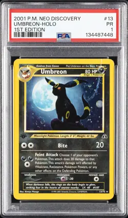 2001 POKEMON NEO DISCOVERY 1ST ED #13 UMBREON-HOLO PSA 1 - Image 1