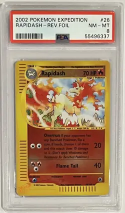2002 Pokemon Expedition Rapidash #26 Reverse Foil PSA 8 - Image 1