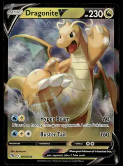 Pokemon Cards Dragonite V 049/078 Pokemon GO Holo Rare V NM - Image 1