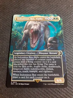 1x BORDERLESS INDOMINUS REX, ALPHA - Jurassic Park - MTG Magic the Gathering - Image 1