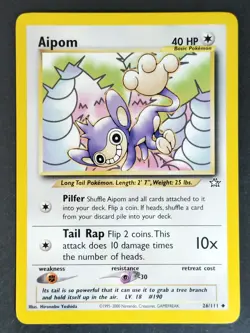 Aipom 26/111 Vintage Neo Genesis Regular Pokemon 2000 (LP) - Image 1