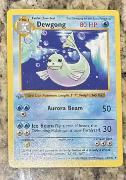 Pokemon TCG Dewgong 25/102 1st Edition Base Set (Shadowless + Gray Stamp) - Image 2