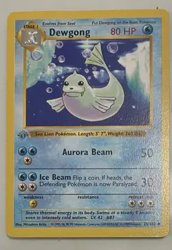 Pokemon TCG Dewgong 25/102 1st Edition Base Set (Shadowless + Gray Stamp) - Image 3