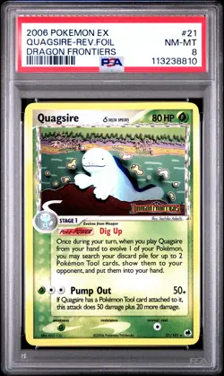 2006 POKEMON EX DRAGON FRONTIERS #21 QUAGSIRE-REV.FOIL PSA 8 - Image 1