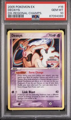 POP 36!!! Pokemon TCG Deoxys 16/107 League & Championship Regional PSA 10 Promo - Image 1
