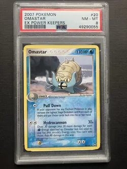 2007 Pokemon Ex Power Keepers Omastar #20/108 PSA 8 NM-MT - Image 1
