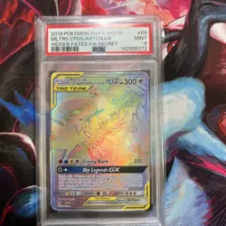 Pokemon TCG Moltres & Zapdos & Articuno GX 69/68 Hidden Fates PSA 9 Mint - Image 1