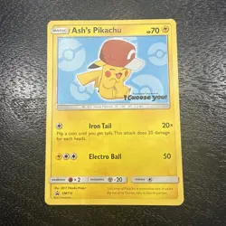 Pokemon - TCG Ash's Pikachu SM113 Sun and Moon Black Star Promo LP (2017) - Image 1