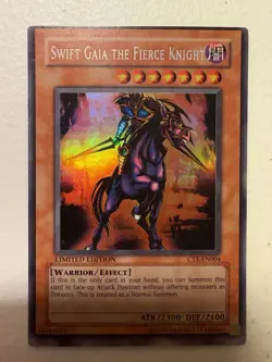 YUGIOH Swift Gaia the Fierce Knight CT1-EN004 Super Secret Rare 2004 MISPRINT LP - Image 3