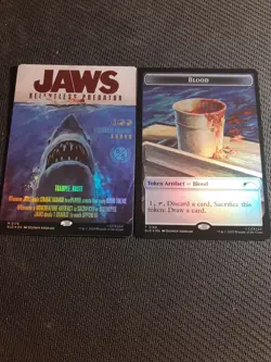 Jaws, Relentless Predator, Secret Lair Drop, MTG, Rainbow Foil + Blood Token - Image 1