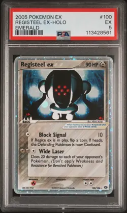 2005 POKEMON EX EMERALD #100 REGISTEEL EX-HOLO PSA 5 - Image 1