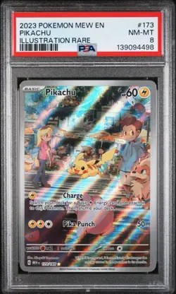 2023 POKEMON MEW EN-151 #173 PIKACHU ILLUSTRATION RARE PSA 8 - Image 1