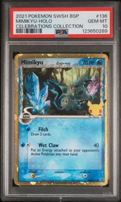 PSA 10 Mimikyu 136 SWSH136 Delta Species Celebrations Promo Black Star Pokemon - Image 1