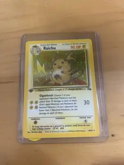 Pokemon TCG Holographic Raichu Fossil 14/62 1st Edition Holo Rare LP-MP - Image 1