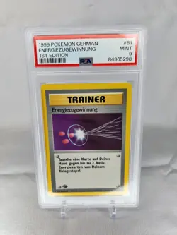 1999 Pokemon Base Set 1ST EDITION GERMAN Energiezugewinnung #81 PSA 9 - Image 1