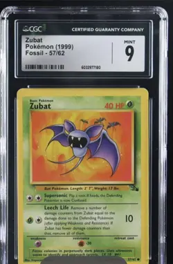 Zubat Pokemon 1999 Fossil #57 (CGC 9) - Image 1
