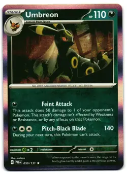 Umbreon 059/131 - Prismatic Evolutions Rare Pokemon TCG Holo - M/LP Card - Image 1
