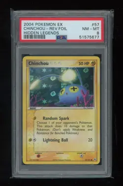 POKEMON EX Hidden Legends CHINCHOU 57/101 Common REVERSE HOLO FOIL PSA 8 NM-MT - Image 1