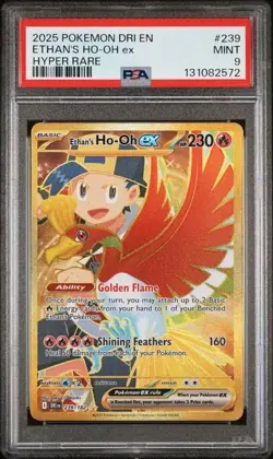 2025 Pokemon Card Destined Rivals Gold Ethan's Ho-Oh EX 239 PSA 9 - Image 1