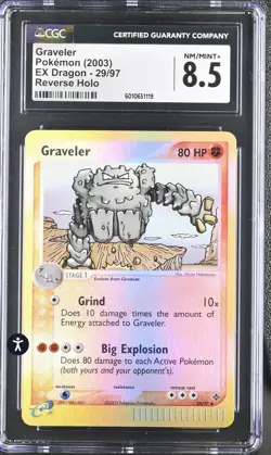 Pokemon EX Dragon 29/97 Graveler Reverse Holo 2003 e-reader CGC 8.5 NM/MINT+ - Image 2