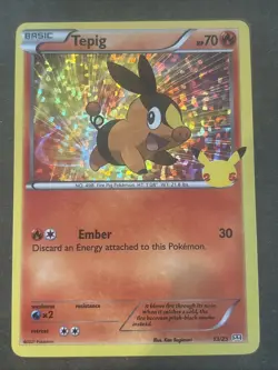 Tepig Holo 2021 McDonald's Pokemon 25th Anniversary 13/25 Pokemon TCG NM - Image 1