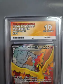 Team Rockets Moltres EX Full Art Secret Rare Destined Rivals Pokemon Ace 10 Slab - Image 2