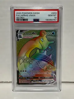 PSA 10 2020 Pokemon Sword & Shield 203/202 Lapras VMAX Secret Rare Full Art - Image 1