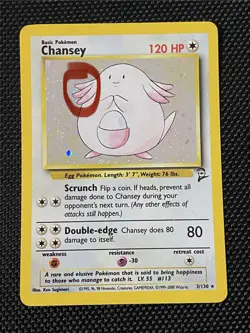 Chansey - 3/130 Swirl Base Set 2 Holo Rare Pokemon - Image 1